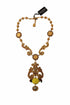 Dolce & Gabbana Gold Brass Carretto Sicily Statement Crystal Chain Necklace
